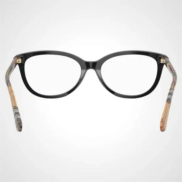 New Burberry Eyeglasses Black Cat Eye Check Sand Arms 54-17-140 w/ Box & Case - Picture 4 of 7